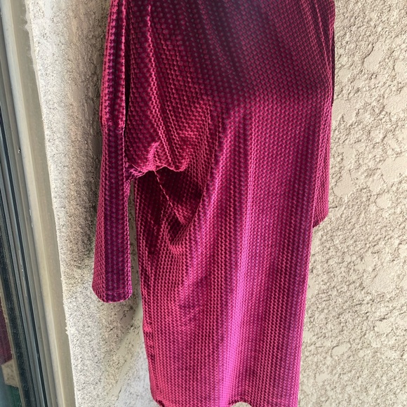Zara Velvet Burgundy Loose Tunic Dress - Picture 3 of 8